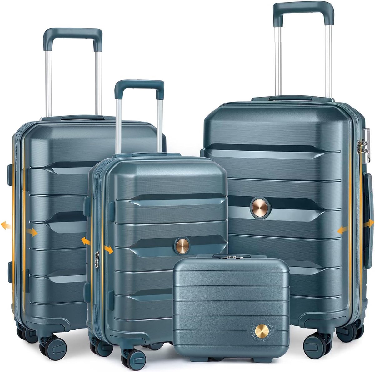 Kofferset 4st Handbagage Trolley - Harde schaal - Polypropyleen - Perfect voor elke reis - SnelShoppen