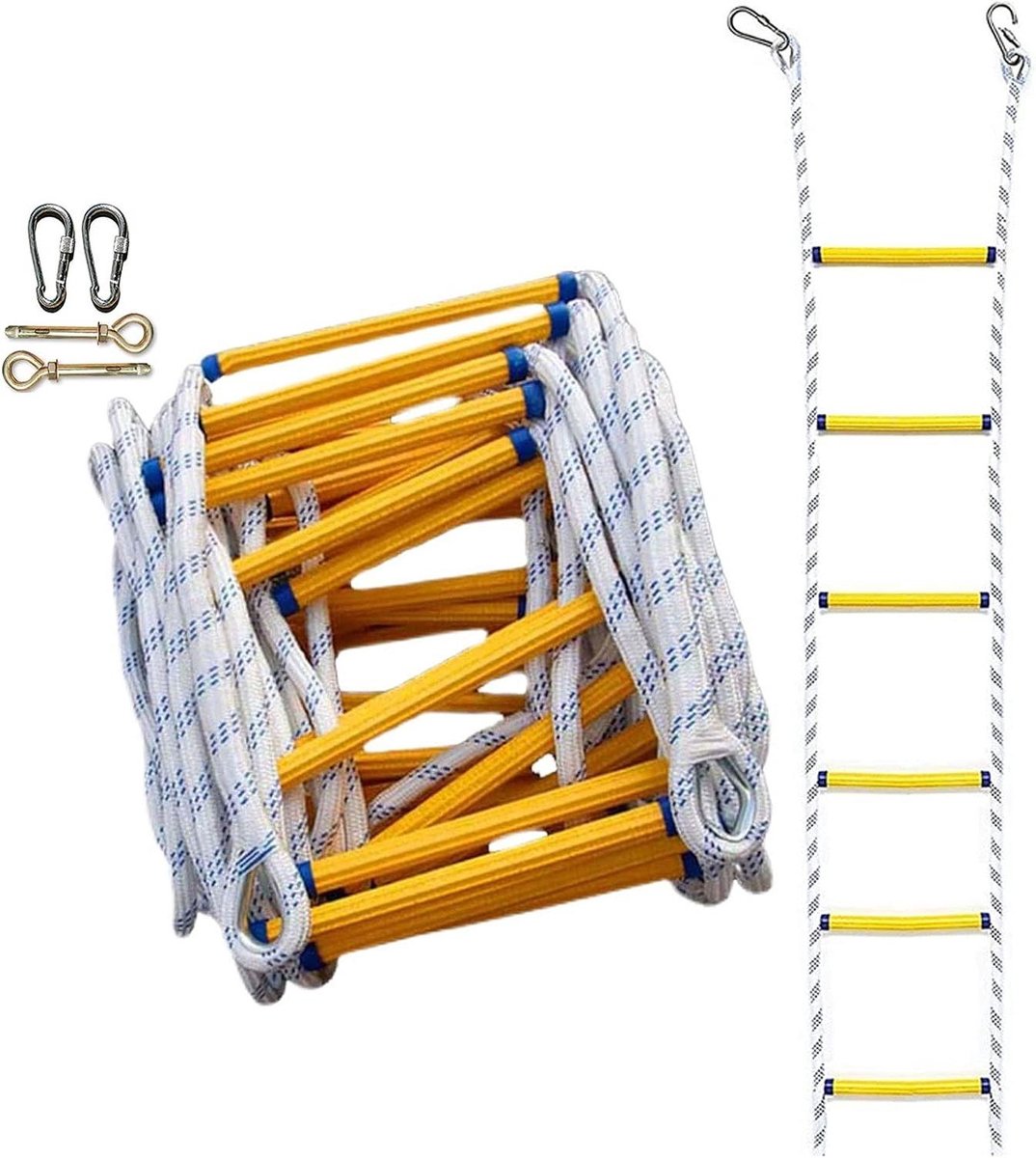 Ontsnappingsladder Touwladder - Noodladder Reddingstrap - Veilige Ontsnapping - Hoge Gewichtscapaciteit - 30 cm Breed - Geel