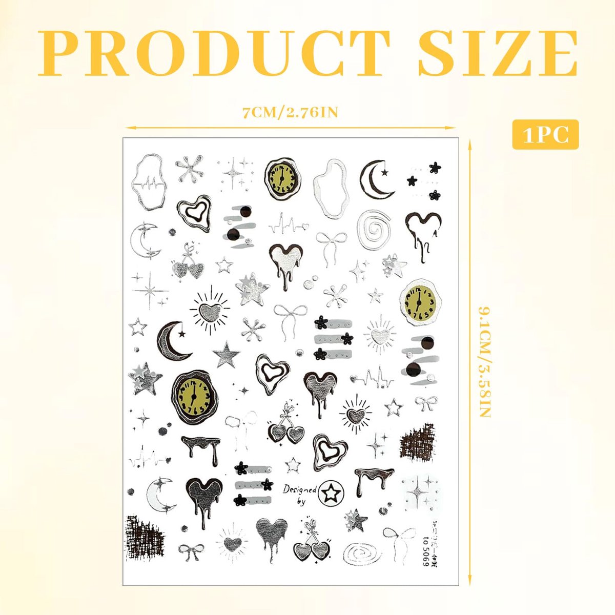 Nagelstickers 5D - Zelfklevende Metalen - Hart, Ster & Klokmotief - Perfect voor DIY Manicure - SnelShoppen