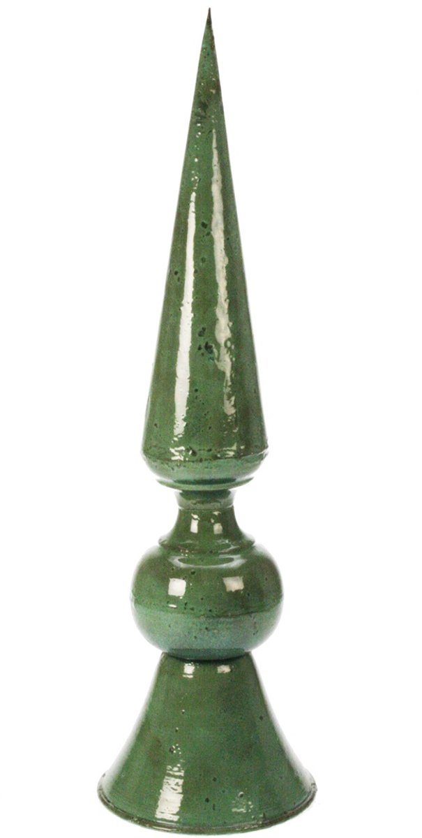 Decoratieve pinakel groen, metaal 16x16x55,5cm