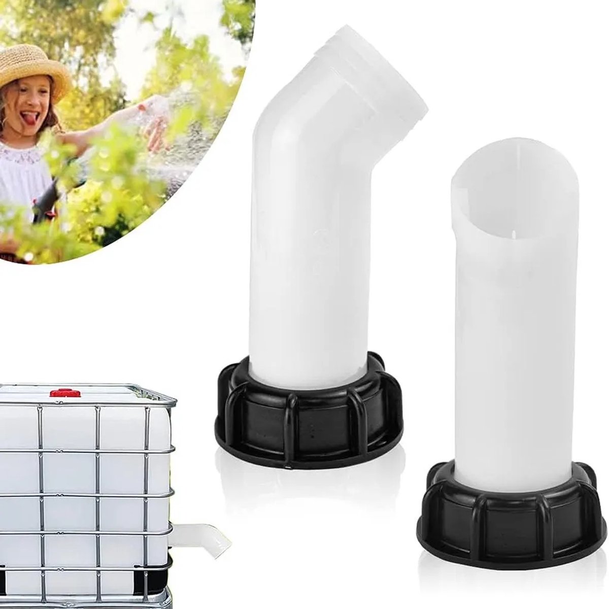 S60x6 IBC-adapter – Geschikt voor IBC-uitlaatfittingen Geschikt voor een verlengbuis van 135°, gemaakt van PE-materiaal, waterdicht en duurzaam, Geschikt voor regenwatertanks.