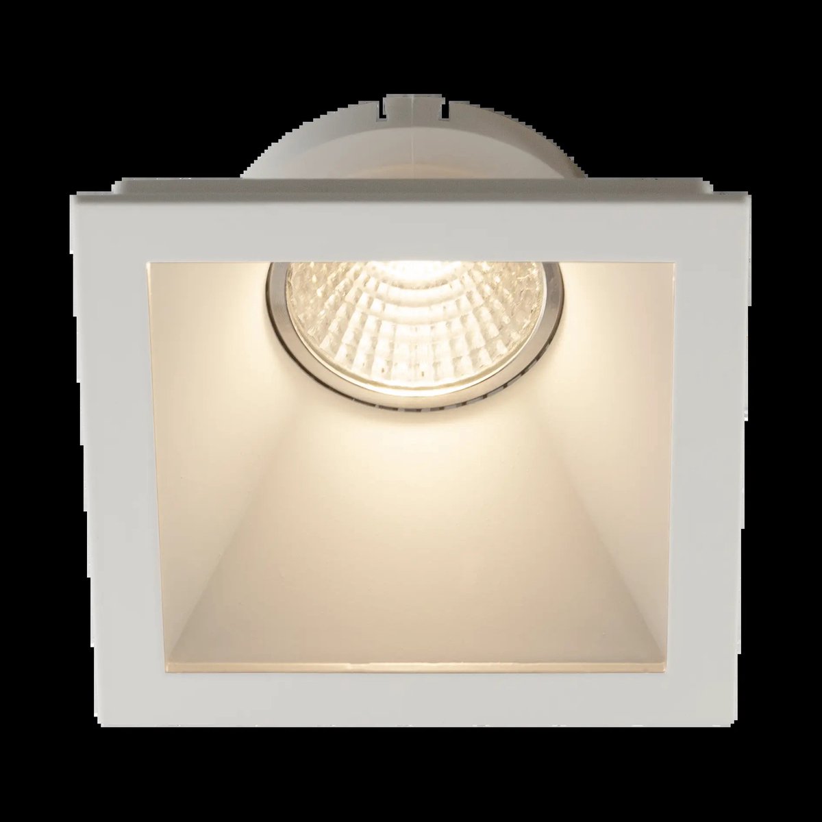 TETIZ vierkante inbouwspot, wit aluminium met plexi afdekking, GU10 fitting, inbouwmaat 80x80 mm, IP20, lichtbron niet inbegrepen