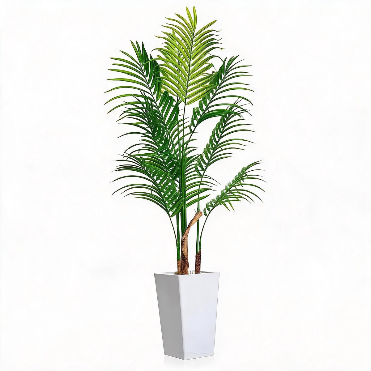 Triumpunpre - 147cm natuurgetrouwe rijke areca palm kunstplant met hoge witte pot flexibel vormbare bladeren voor interieur en buitendecoratie