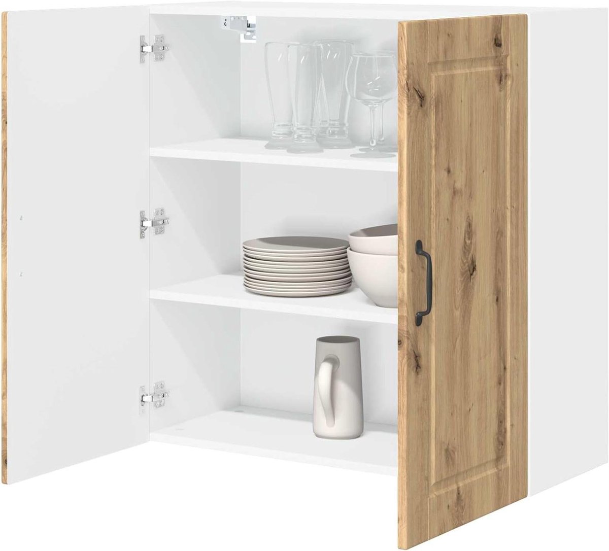 Keukenkast met plank - Moderne kast - Keuken organiseren - Wandmontage ontwerp - 80 x 31 x 80 cm