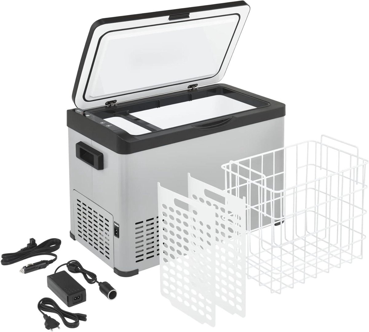 Compressor Koelbox - Mobiele Koeler - Onderweg Koelen - Dubbele Koelruimte - 30 Liter - Grijs