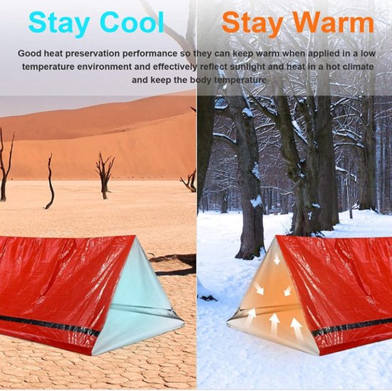 Noodslaapzak - Thermische deken - Outdoor overleving - Waterdicht en winddicht - 213 x 91 cm - Oranje — afbeelding 3