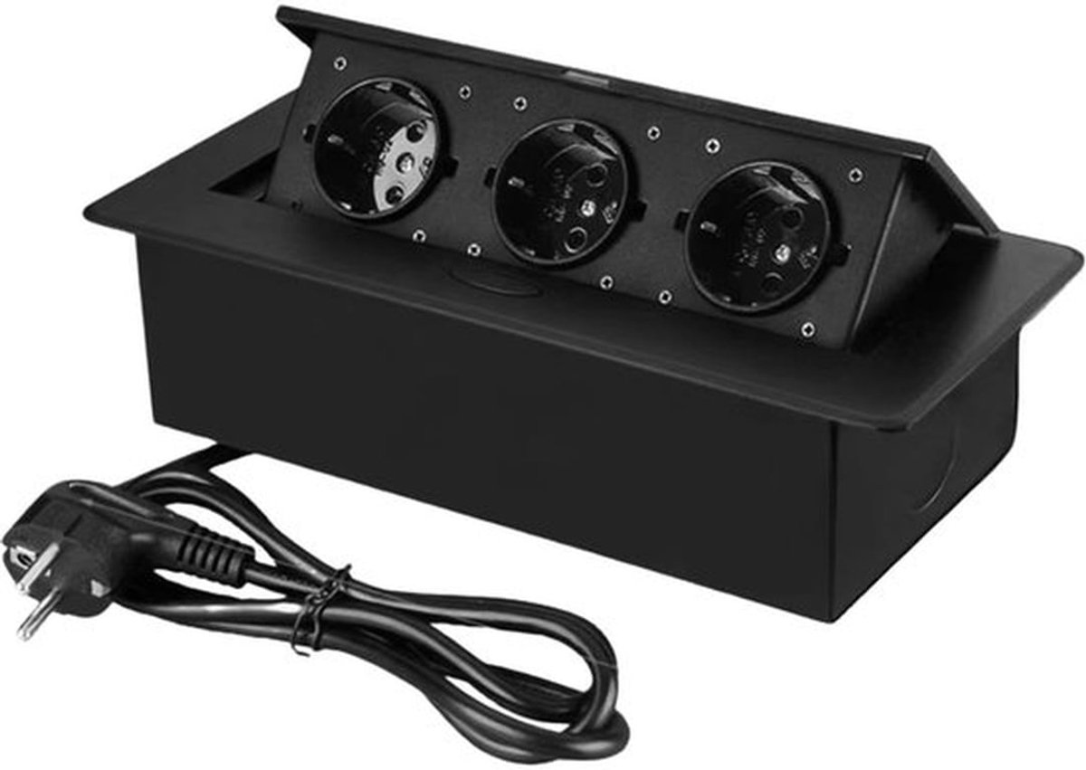 Inbouwstopcontact met 3 Voudige Aansluiting en 1,5 m Kabel voor Tafelblad