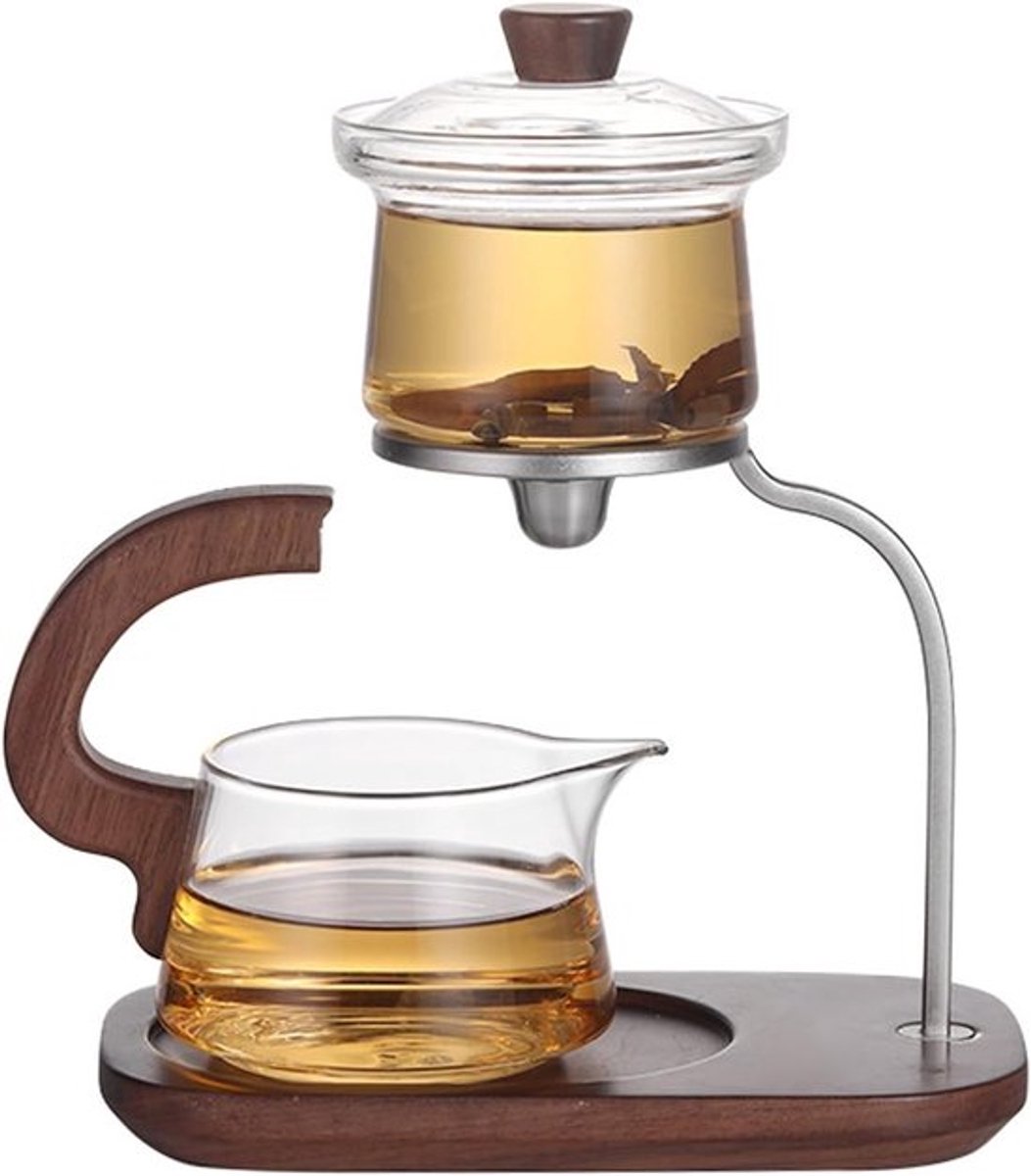 Elegante Glazen Theepot Set voor Kungfu Thee, Semi-Automatische Theemaker, Warmtebestendige Theepot voor Perfecte Thee-ervaring