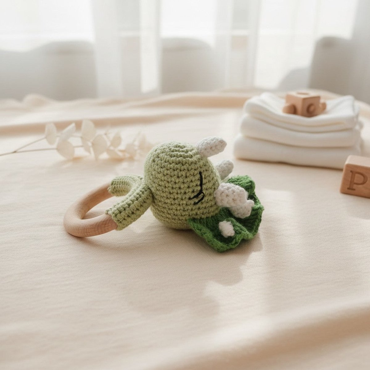 Nuvinokids® Kraamcadeau Jongen Dino - 6-delige Babyset 100% Katoen - Handgemaakt Geboortecadeau - Babyshower - BPA Vrij – foto 6