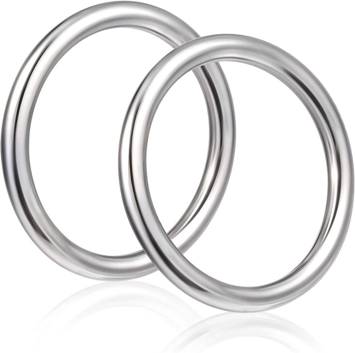 O-ringen, naadloze metalen ringen zilver, 2 stuks 60 mm binnendiameter, stabiele roestvrijstalen metalen ringen voor knutselen, O-ringen multifunctioneel voor doe-het-zelf-accessoires, riem