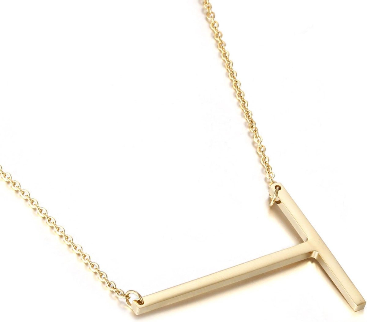 Vrouwen roestvrij staal zijwaarts eerste brief ketting Choker ketting gepersonaliseerde alfabet hanger, Metaal, Metaal