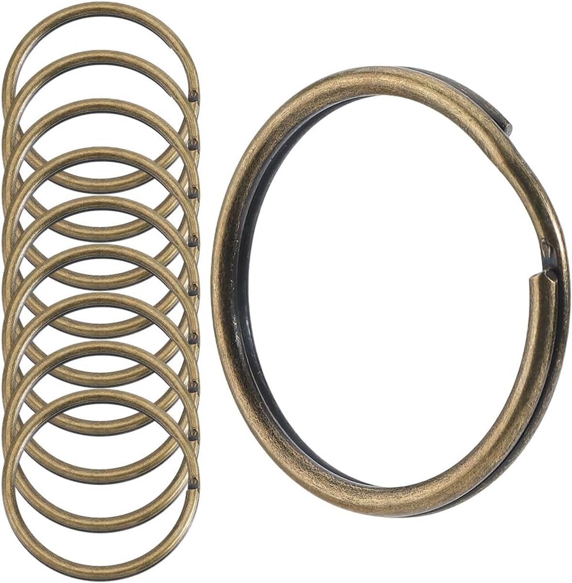 1 Doos 60 Stks Platte Split Sleutelhangers Antiek Brons Sleutelhanger Ringen Metalen 1 Inch Ronde Ronde Ijzer Open Dubbele Loop Sleutelhangers Clips voor Thuis Autosleutels Sleutelhangers