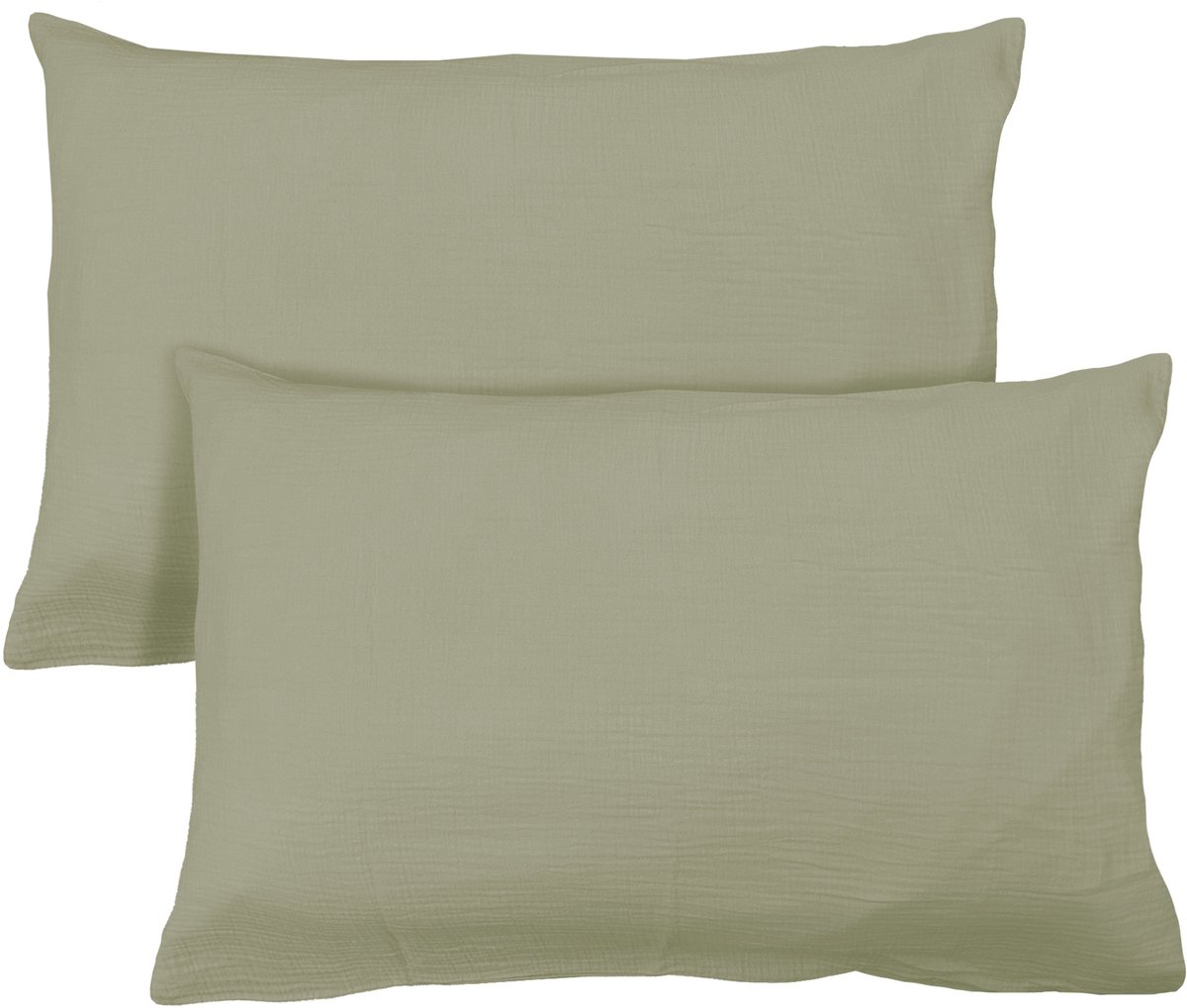 Matt & Rose Set Kussenslopen - Celadon Groen - (2x) 50 x 70 cm - Mousseline Katoen
