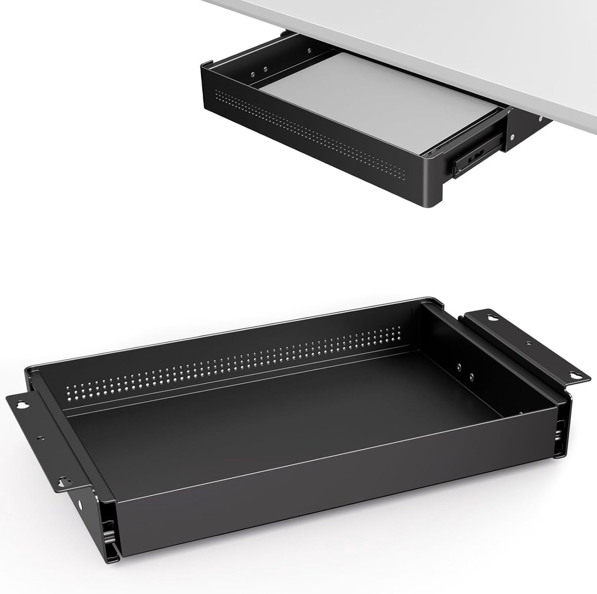 onder bureau opberglade 39,9 cm breed - uitschuifbare organizer - zwarte uitvoering - SnelShoppen