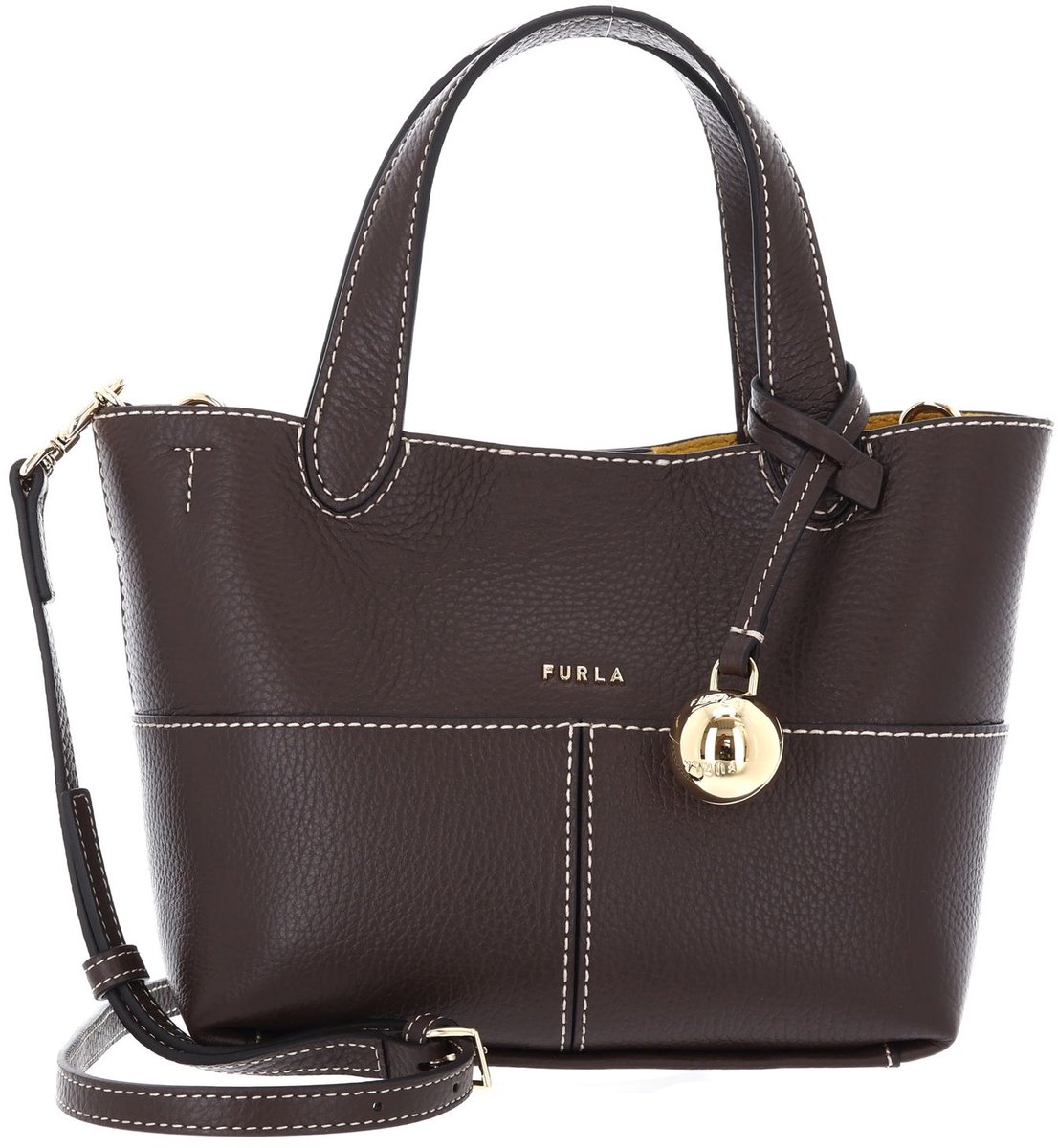 FURLA Leren schoudertas handtas Primrose Mini Tote Bag Cioccolato + Honey int. donkerbruin