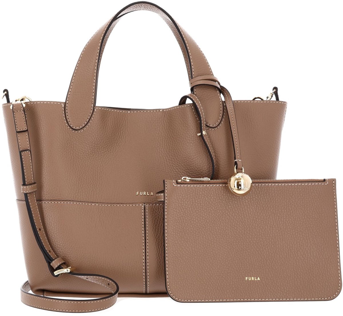FURLA Leren handtas schoudertas Primrose Tote Toffee Lichtbruin