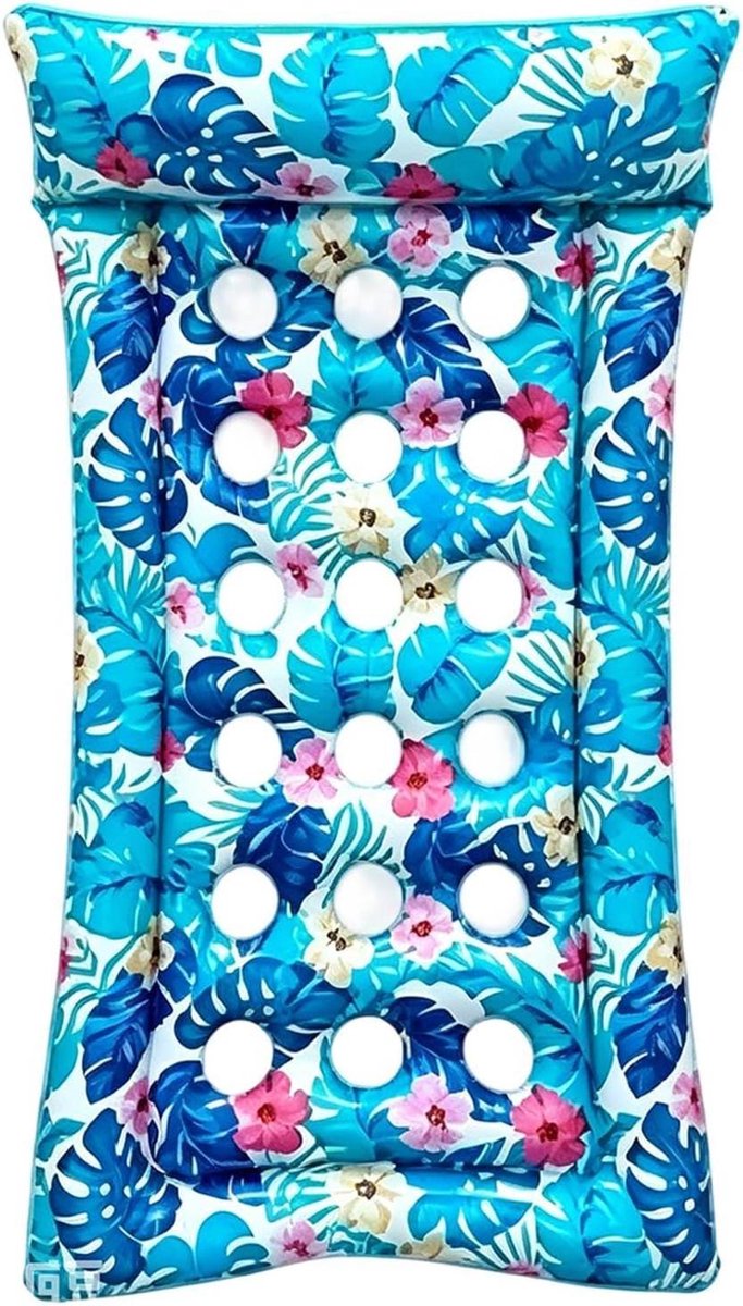 Opblaasbare Ligstoel - Drijvend Bed Zonnebad - Ontspannen op Water - Ventilerend en Ademend - 184 x 95 cm - Bloemenprint