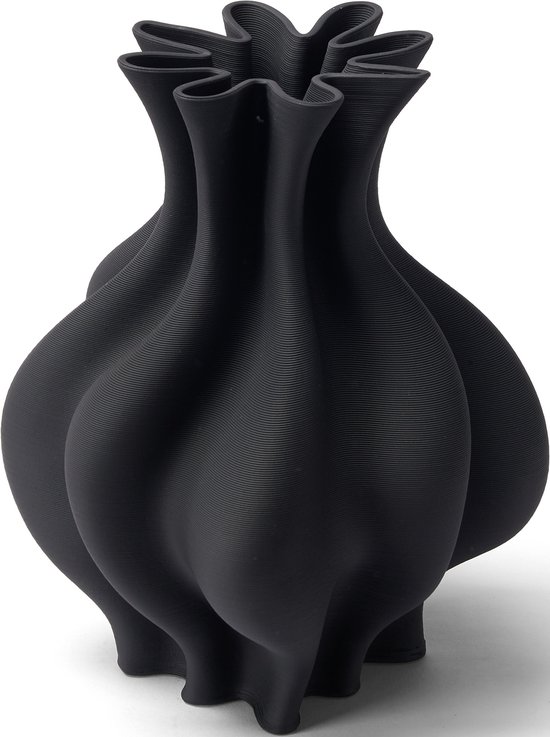 Studio RAR Vaas Calyx - Keramische vaas - 3D Geprint - Zwart