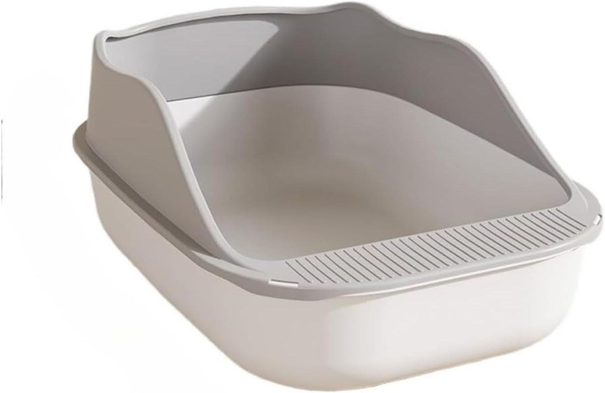 Open Kattenbak - Kattendieptoilet - Kattenverzorging - Hoge Zijkant - 54x39x18 cm - Grijs