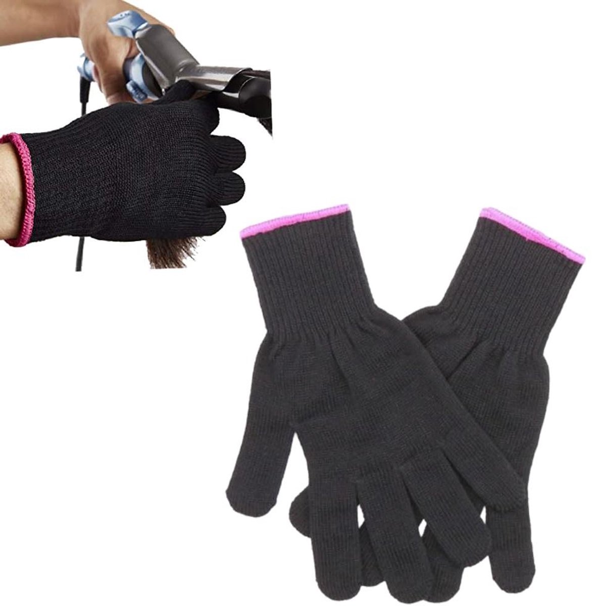 Hittebestendige Handschoenen - Styling Handschoenen - Haar Styling - Beschermt Tegen Hitte - 2 Stuks - Zwart