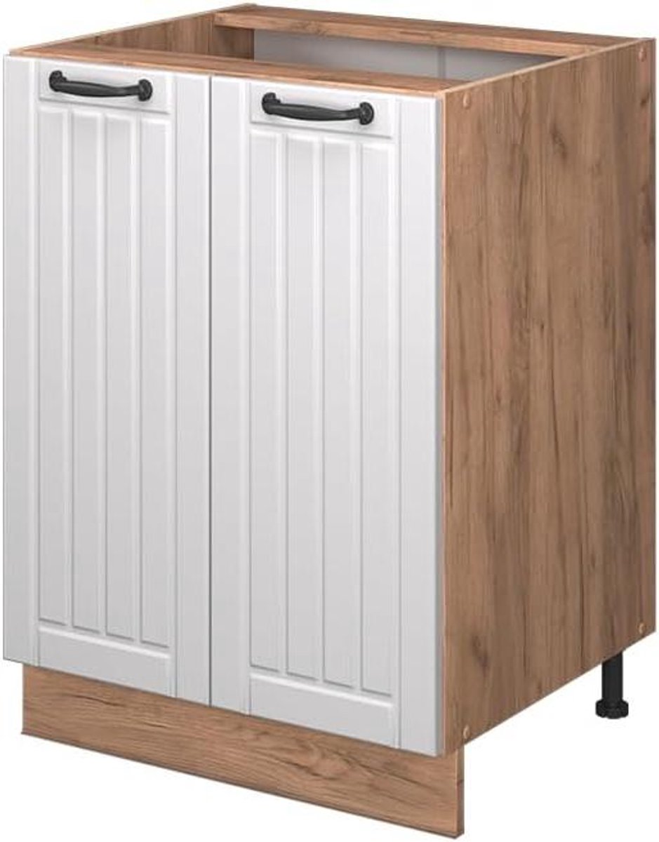 Keukenonderkast - Keukenkastje - Keuken Inrichten - Modulair Ontwerp - 60 cm Breed - Wit Landhuis