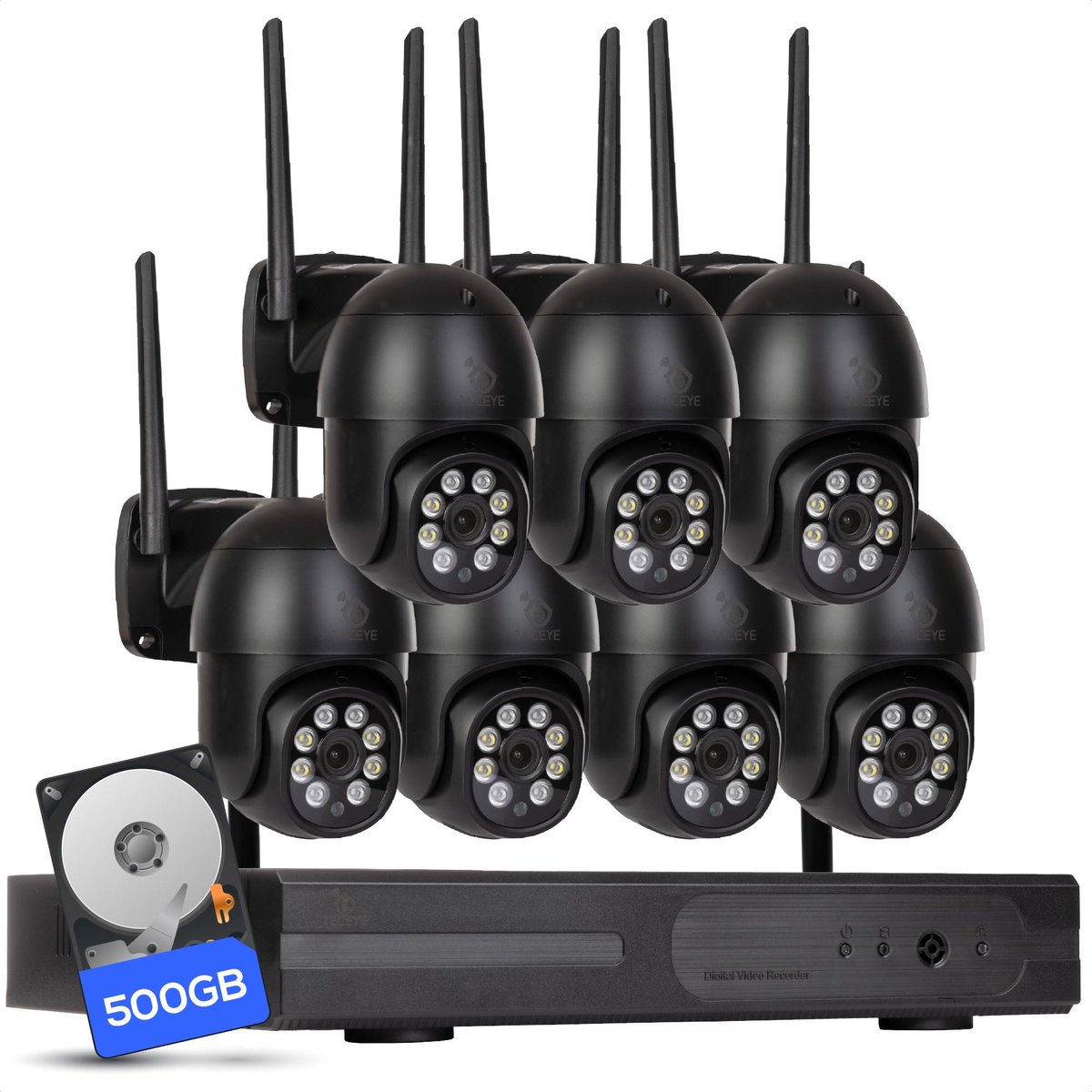 Teceye PTZ Beveiligingscamera Buiten met Recorder - Draadloze Buitencamera - 7 Camera - 1TB Opslag