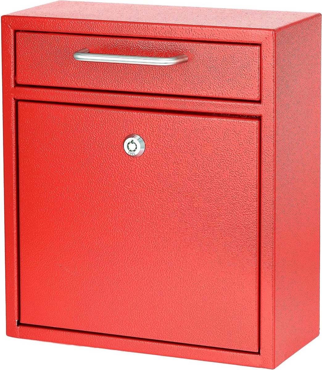 Gevallast Brievenbus - Wandkluis - Veilig Afstorten - Anti-inbraak slot - Medium formaat - Rood