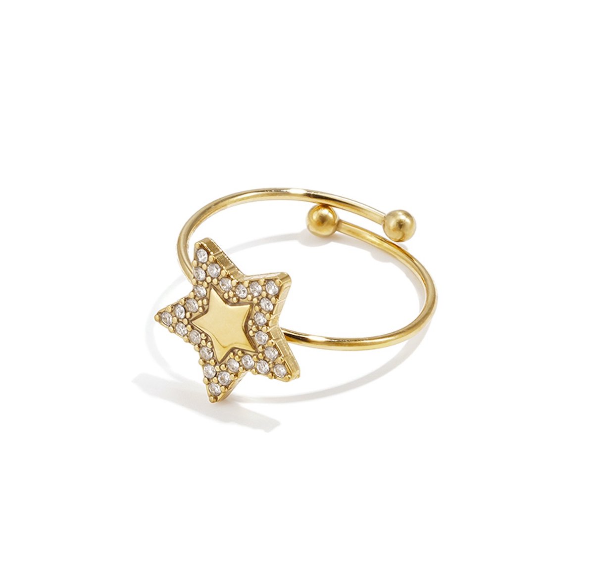 Ring Ster - Club Spice Collectie - Verstelbaar - Verkleurt niet - Met blingbling zirkonia steentjes - Damesdingetjes