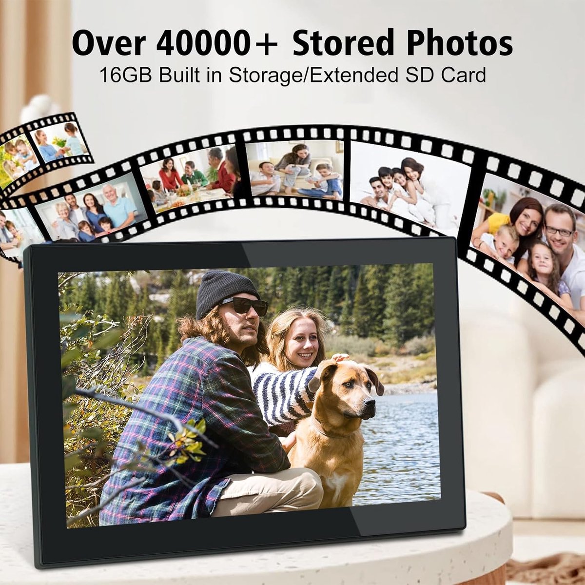 Digitale Fotolijst - Slimme Beeldscherm - Foto's Delen - Directe Wifi Verbinding - 10 Inch IPS - Zwart — cadeau in Wonen & Interieur - foto 4