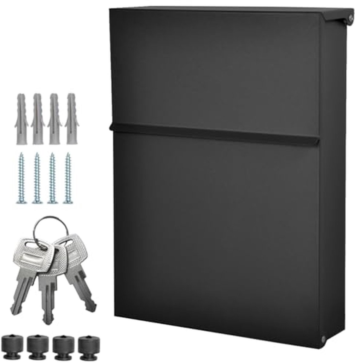 Designer brievenbus - Wandbrievenbus muurmodel - Post ontvangen - Modern elegant design - 30x23 cm - Zwart mat