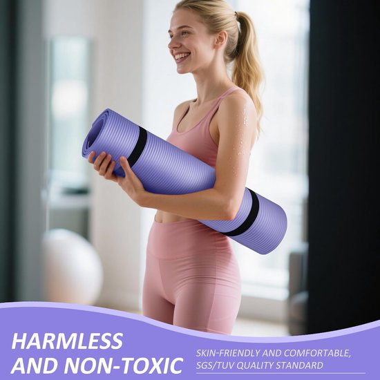 Antislip Yogamat voor Yoga, Fitness en Pilates - Verdikt Oefenmat 185 x 61 x 10 cm — afbeelding 4