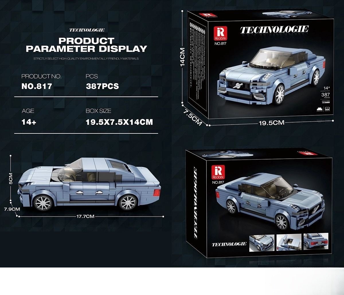 Reobrix 817 Volvo S90 bouwset | City fast champions adventure | Creator classic motor bouwpakket | Technic speelgoed ideas voor volwassenen | Icons furious speed auto geschikt voor lego | Technische bouwdoos met 387 bouwstenen — cadeau in Spellen & Speelgoed - foto 3