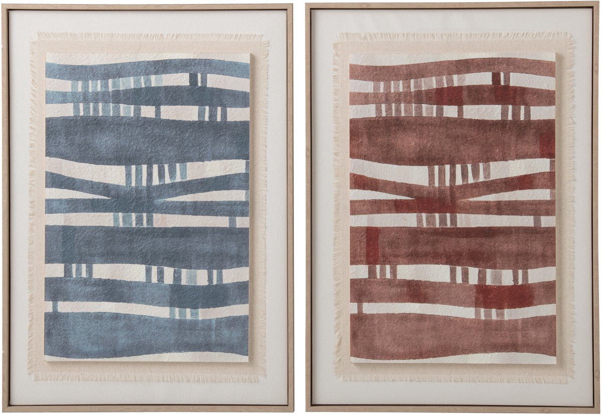 J-Line Schilderij op doek - donkerblauw/roest - assortiment van 2