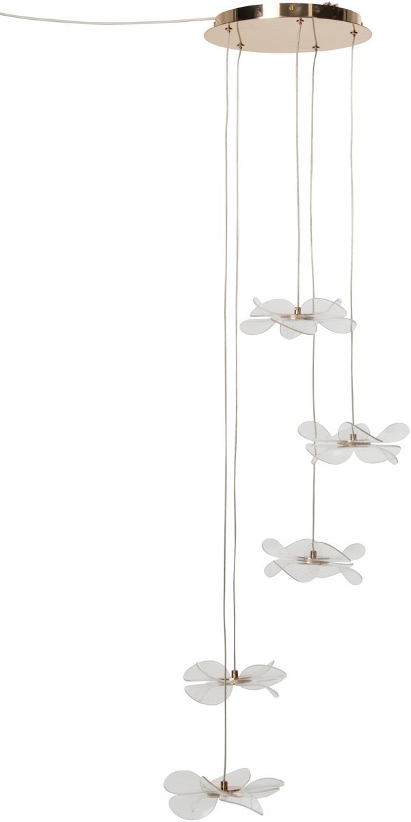 J-Line plafondlamp bloem - acryl - goud - large