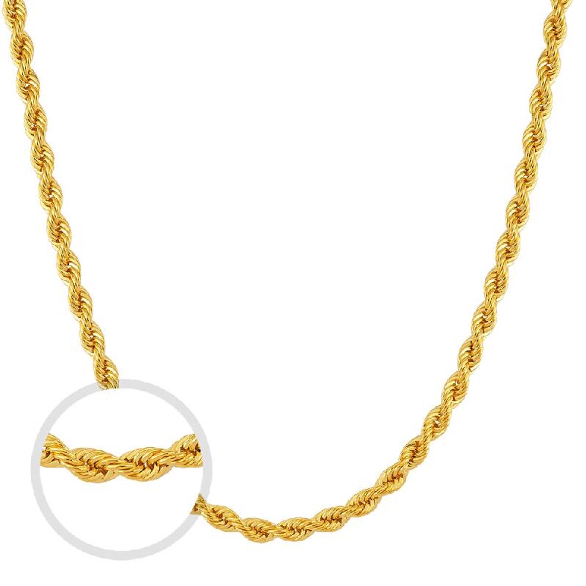 Gouden Koord Rope Ketting 2.0 mm 45 cm 14 karaats