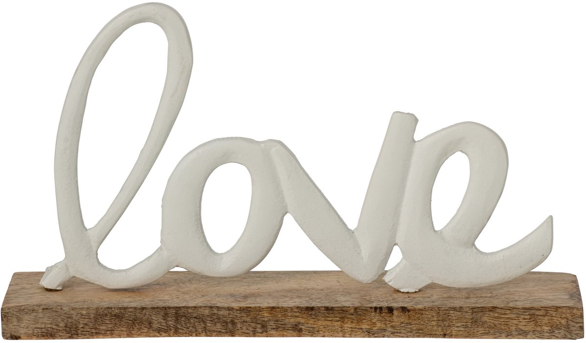 J-Line Love op voet - aluminium - wit/naturel