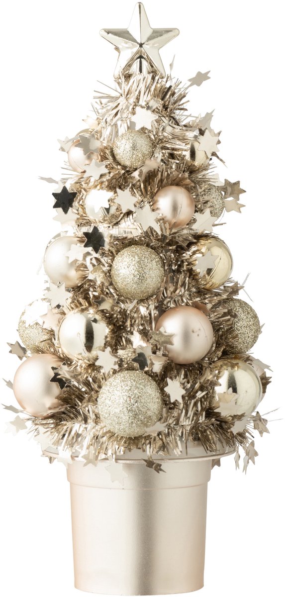 J-Line decoratie Kerstboom Kerstballen - polystyreen - greige - 2 stuks