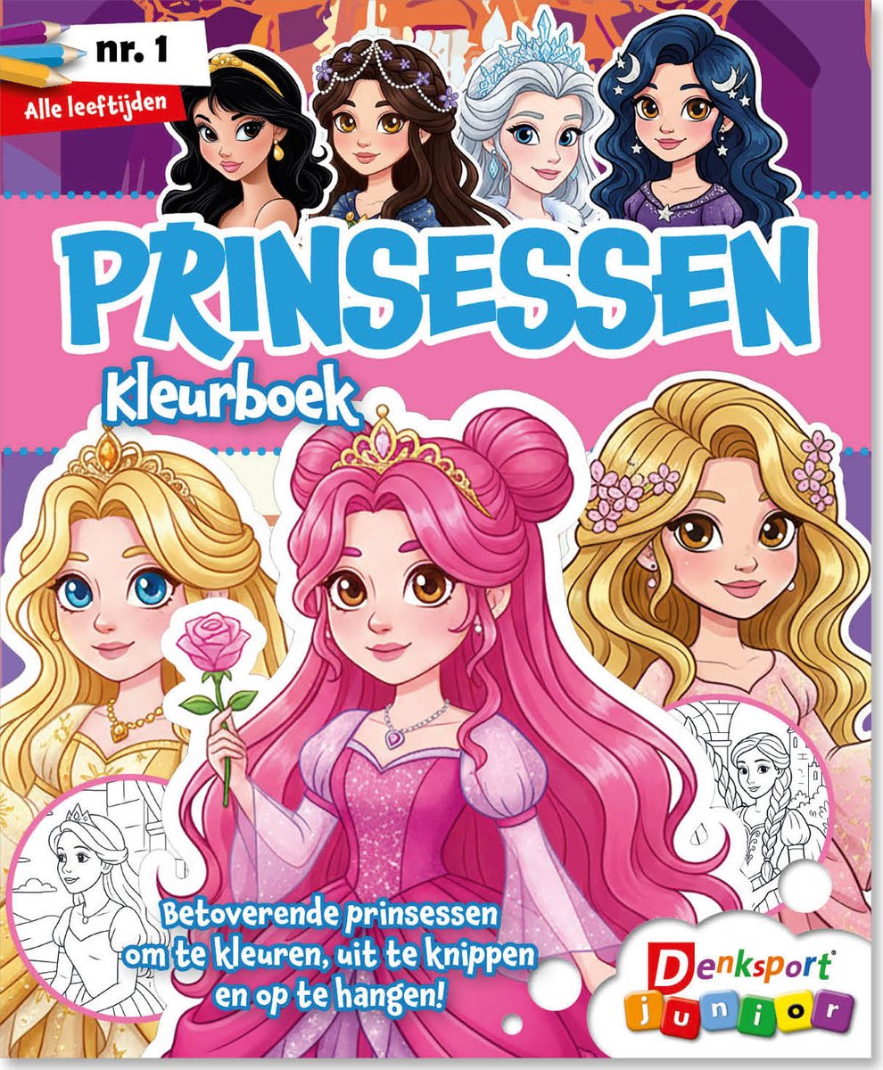 Denksport Junior Puzzelboek - Prinsessen kleurboek, editie 1