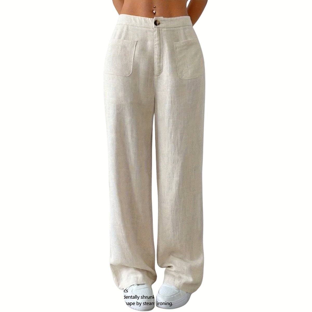 Currero Linnen Broek Dames Zomerbroek Volwassenen Lange Broek Pantalon Strandbroek Zomer Ibiza Stijl Creme
