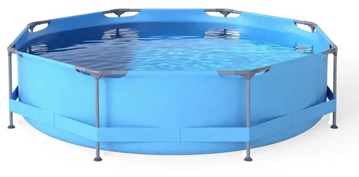RosaBloom Zwembad - Frame zwembad - Opzetzwembad - Familiezwembad - Rond - 300x76 cm - PVC / Metaal - Blauw