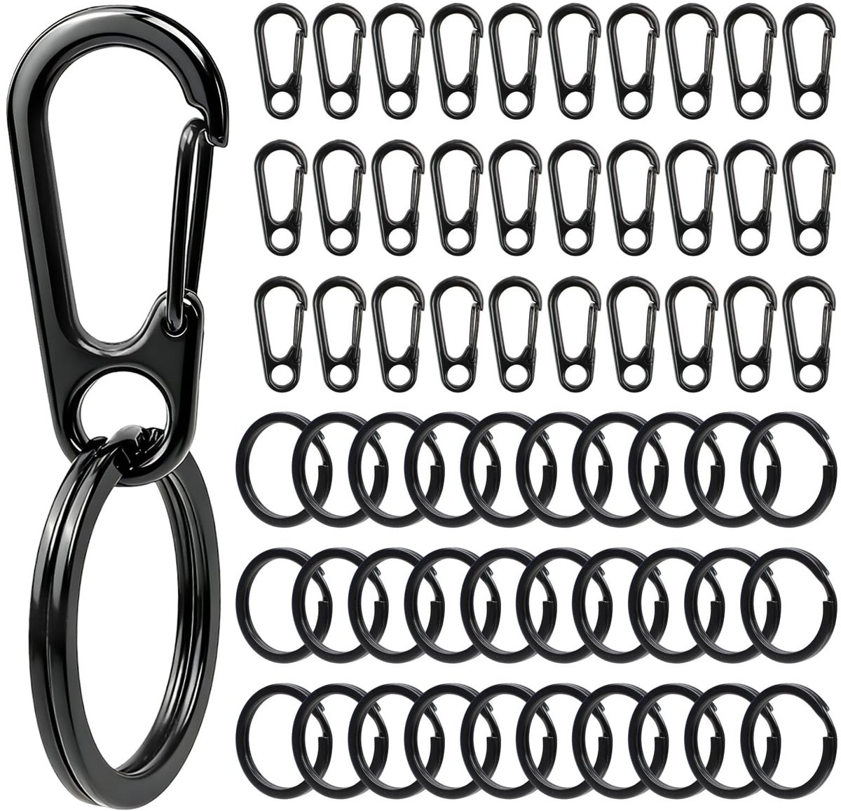 Dailygoods- Karabijnhaak Set 30 Stuks - Kleine Sleutelhangers - Sleutelringen - Mini Karabijnhaak - Hoogwaardig Metaal - 3,1 cm Lang - Sleutelhanger