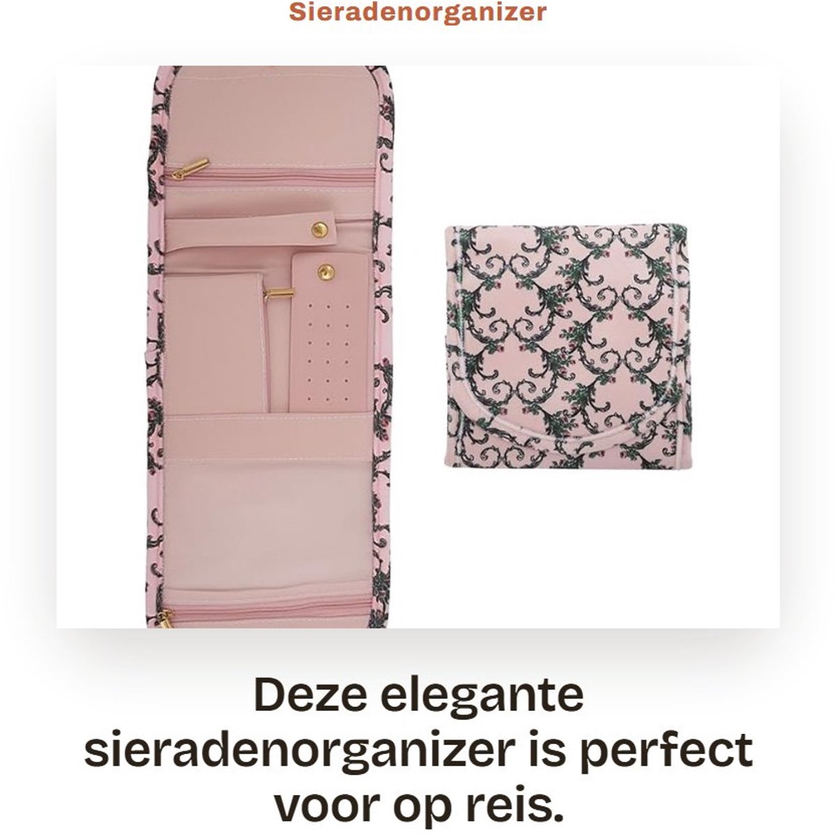 Dailygoods- Sieradenorganizer met fluwelen afwerking - Sieraden etui - Reisaccessoires - Ringhouder - Oorbelleninzetstuk - Waterdicht ontwerp - Afmetingen 14 x 14,5 cm - Sieradenetui