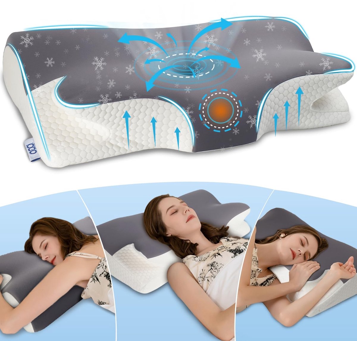 Dailygoods- Neksteunkussen Ergonomisch Ontwerp - Hypoallergeen - Traagschuim - 65x35,6x12/13,6cm - Ondersteuning bij Nekklachten - Duurzaam en Recyclebaar - Slaapkussen
