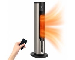 HeatSense® Elektrische Kachel - 2-in-1 Heater - 2000W Ventilatorkachel - Verstelbare Temperatuur - Electrische Keramische Kachel met Stoffilter - Geschikt voor Camper/Caravan/Camping - Winter en Zomer - Platina Grijs