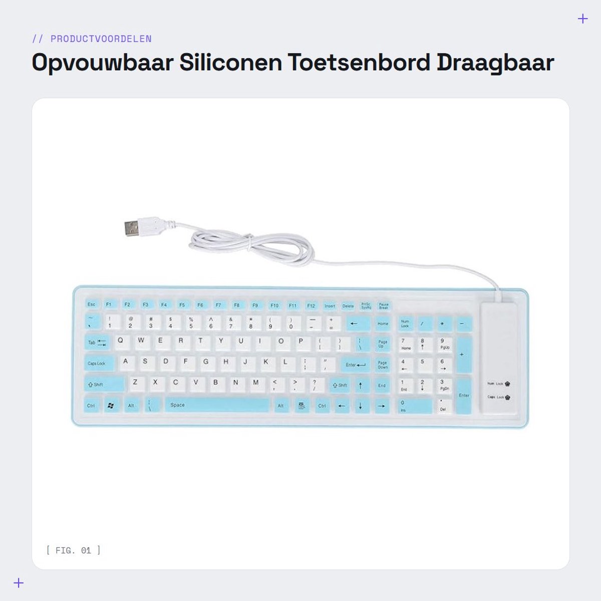 Dailygoods - Opvouwbaar Siliconen Toetsenbord - Draagbaar en Waterdicht - Lichtgewicht en Rubber - USB en Oprolbaar Toetsenbord - Geschikt voor Laptop...