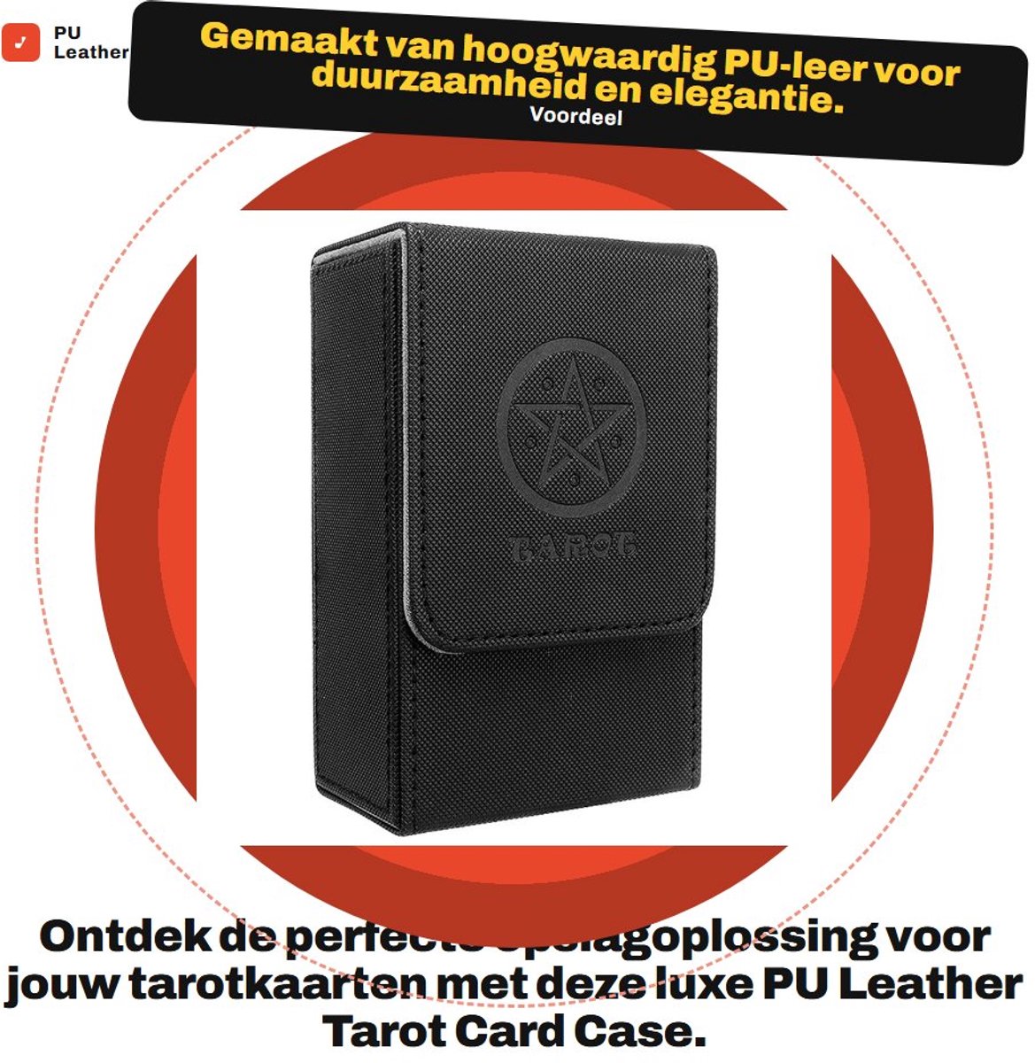 Dailygoods- Tarotkaarthouder Gemaakt van PU leer - Kaarthouder met zon en maan ontwerp - Geschikt voor standaard tarotkaarten - Lichtgewicht en elegant - Beschermende case voor meer dan 95 kaarten
