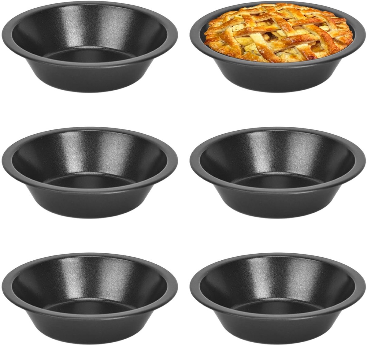 Dailygoods- Taartvormen 6 stuks - Rond - Koolstofstaal - Antiaanbaklaag - Hittebestendig - Maat 12 x 8 x 3 cm - Cakevorm