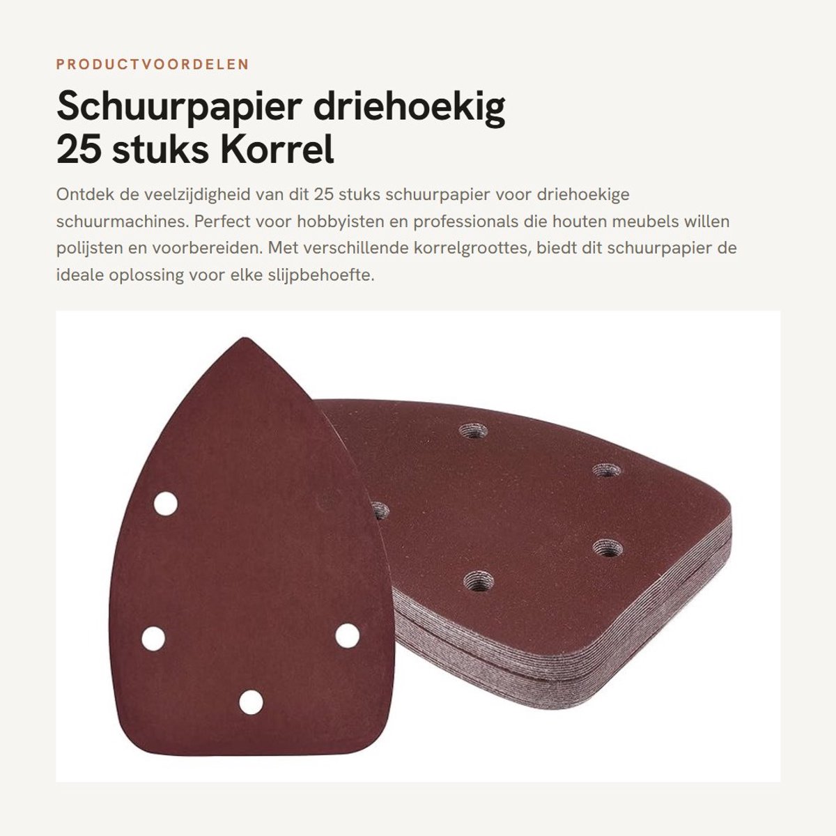 Dailygoods- Schuurpapier Set 25 Stuks - Schuurpapier Driehoek 9,9 x 13,9 cm - Korrel 1000 - Antistatisch - Hoogwaardig Aluminiumoxide - Geschikt voor Houtbewerking - Schuurmachinepapier