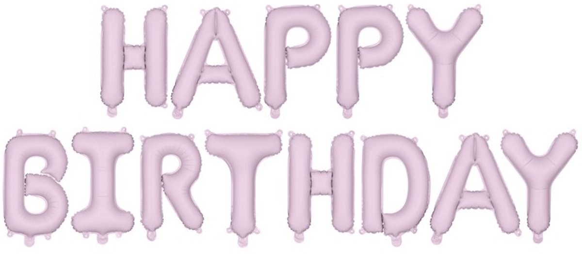 'Happy Birthday' ballon set - 35 cm letters - Pastel paars - Geschikt voor lucht & helium - Herbruikbaar