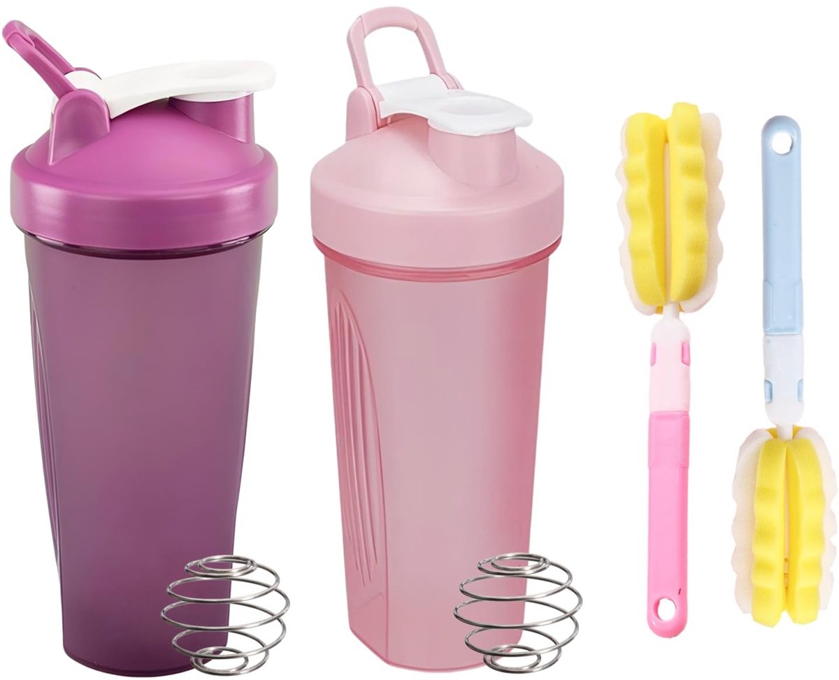 Dailygoods- Proteïneshaker 600 ml - 2 Stuks - Roestvrij Staal - Lekbestendig - Draagbaar - Inclusief Mengballen - Shaker Cup